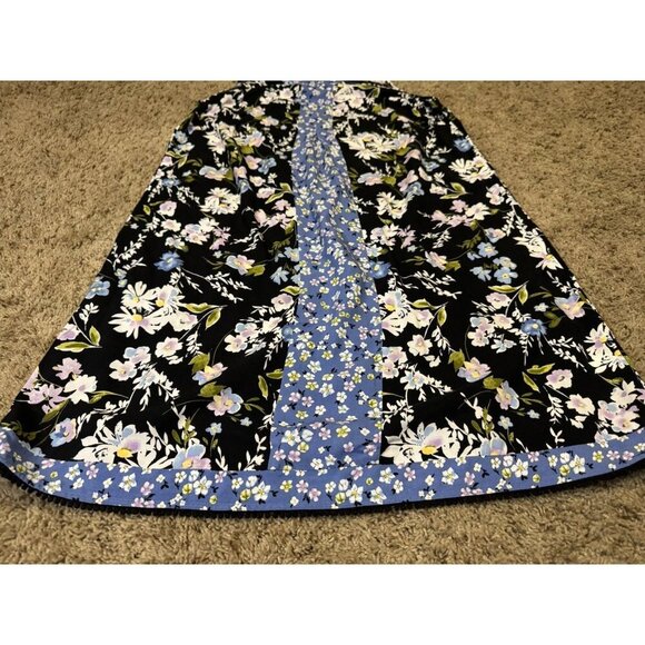 J Jill Shirt Dress Casual Boho Pleated Front Pockets Floral Blue Black Vacay S - Picture 6 of 9